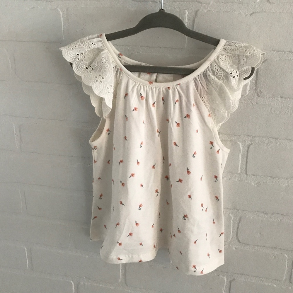 Savannah Girl’s Tank top blouse English Embroidery Cream Peach Size 4T